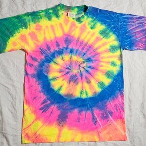 Vintage Wild Oats Vivid Color Shirt Size Large Tie Dye 80's 90's Single Stitch